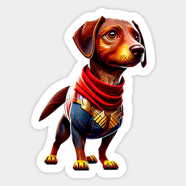 Canine Warrior: Dachshund in Heroic Battle Gear Sticker by fur-niche